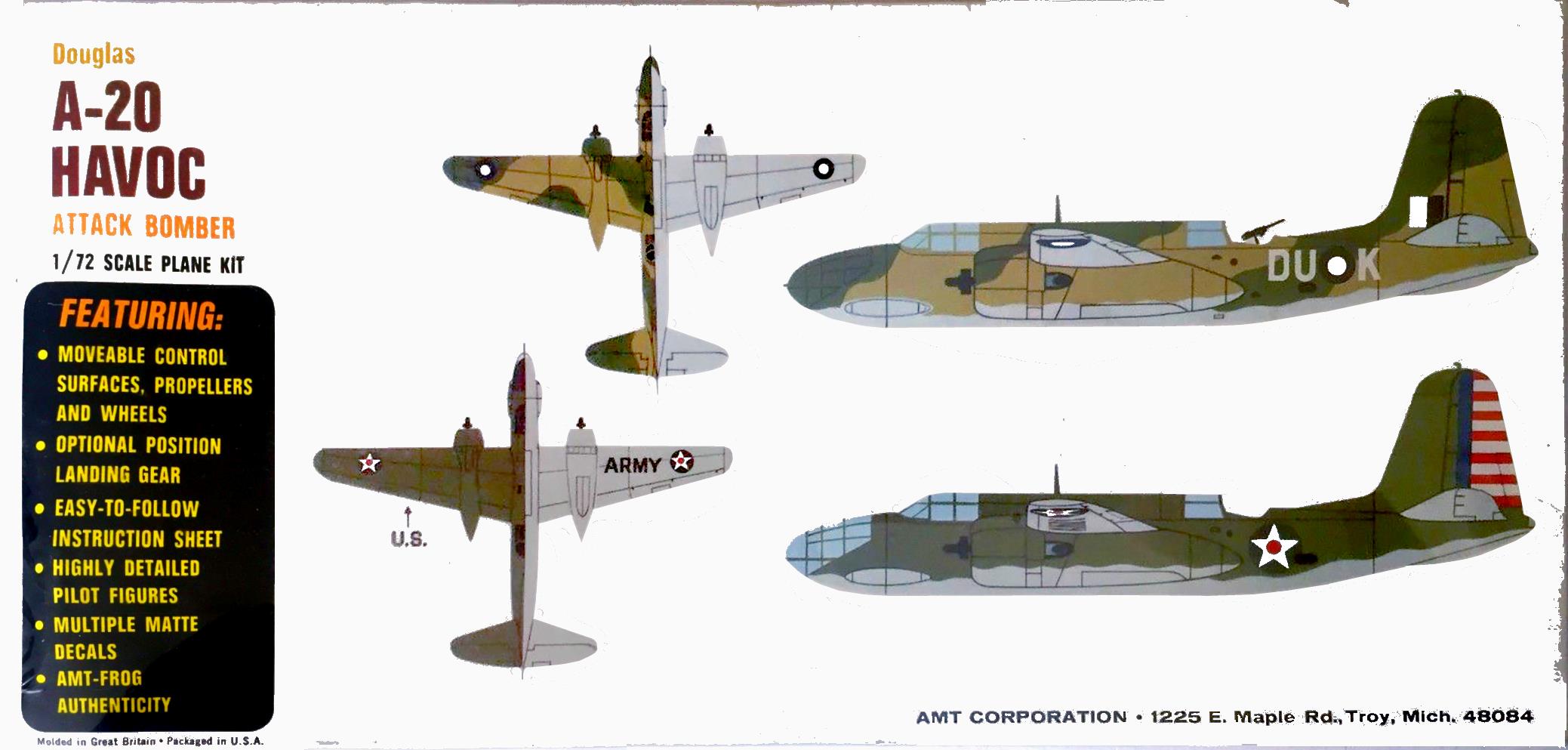 Гид по окраске и маркировке amt A-648 Douglas A-20 Havoc Attack bomber
